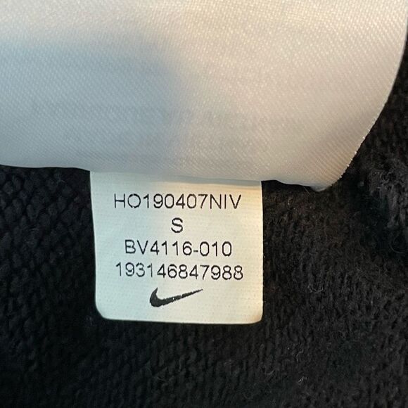 Nike NSW Essential Logo Funnel Neck Hoodie Sweatshirt Black White Fleece S - Picture 8 of 8
